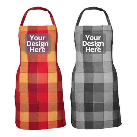 Red and Black Customized Check Design Apron Pack of 2