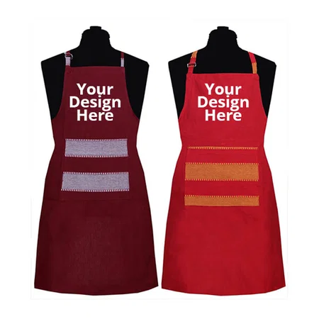 Maroon and Red Customized Apron Pack of 2