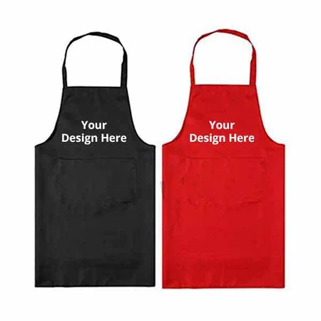 Black &amp; Red Customized Waterproof Apron Set of 2