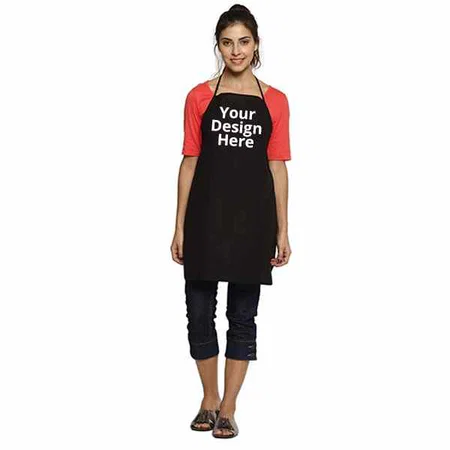 Black Customized Unisex Apron with Large Single Pocket Set of 2