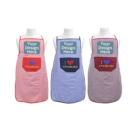 Multicolour Customized Set of 3 Waterproof Aprons with Front Pocket
