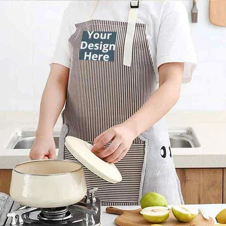 Beige Customized Waterproof and Oil-Proof Apron, Fleece Towel on Sides