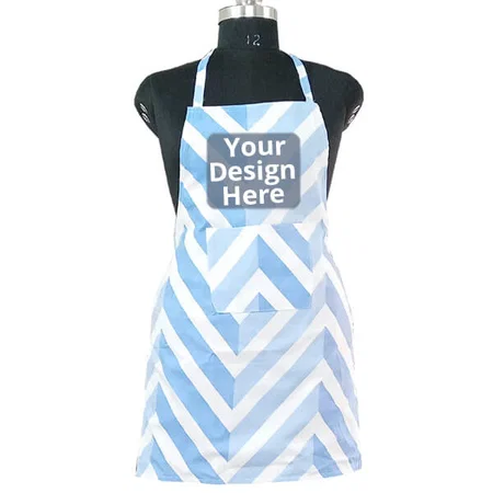Blue and White Stripes Customized Unisex Apron