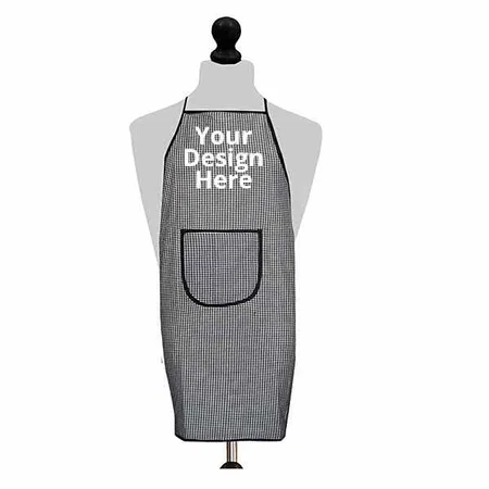 Black Customized Waterproof Apron for Kitchen with Front Pocket
