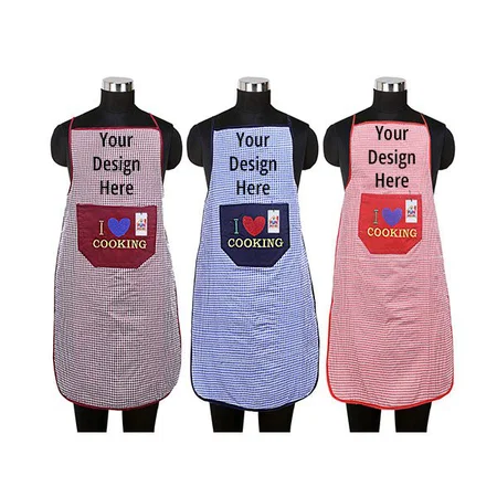 Multi-Color Customized Cotton Waterproof Apron with Front Pocket (Set of 3)