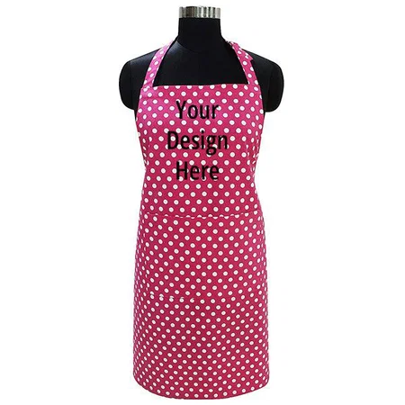 Pink Polka Dots Customized Cotton Chef's Patterned Apron