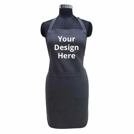 Black Customized Solid Pattern Unisex Apron