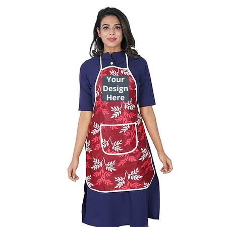 Maroon Customized Apron with Front Pocket