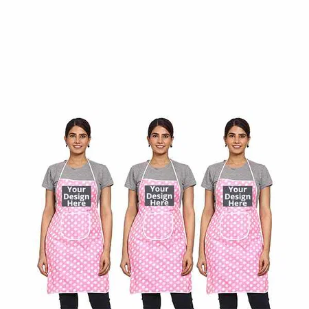 Pink Customized Polka Dot Waterproof Apron (Pack of 3)