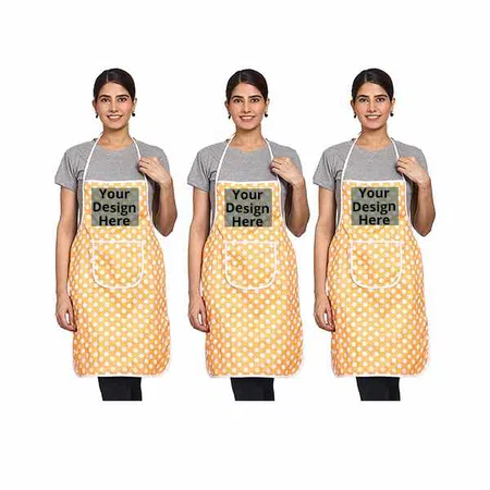 Orange Customized Polka Dot Waterproof Apron Pack of 3