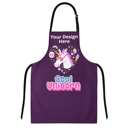 Purple Customized Kids Unicorn Apron for Cooking, Baking, Painting