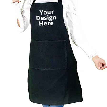 Black Customized Unisex Apron with Adjustable Strap