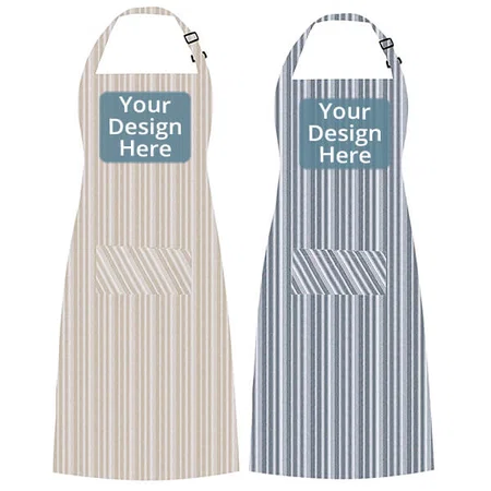 Brown &amp; Grey Stripes Customized Adjustable Unisex Apron Pack of 2