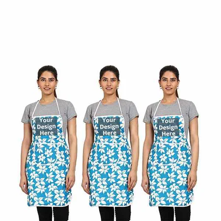 Multicolour Customized Floral Print Apron with Front Pocket (Pack of 3)