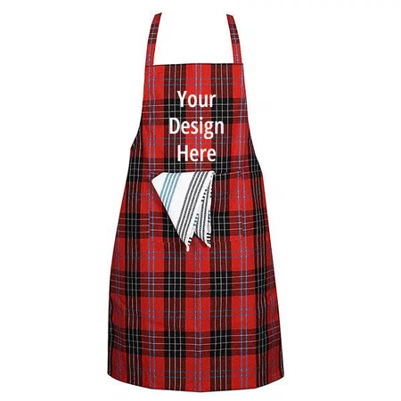 Red Check Designed Customized Unisex Apron