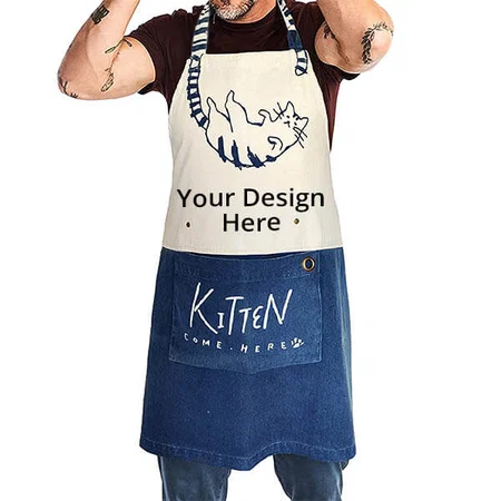 Kitten Designed Customized Denim Fabric Unisex Apron