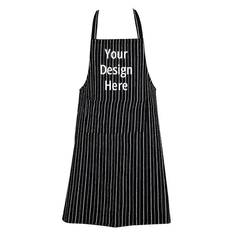 Black White Customized Cotton Apron Cooking Kitchen Apron for Women and Men, Chef Apron