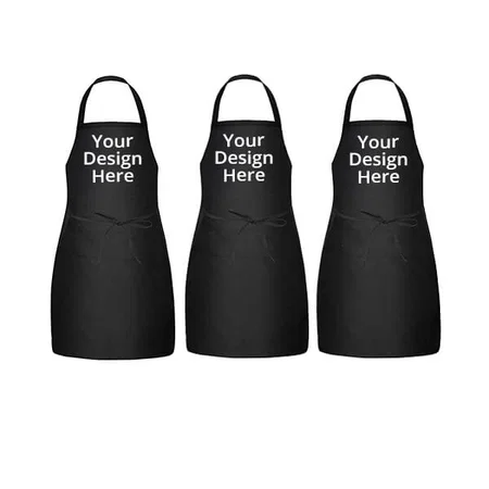 Black Customized Water Resistant Polyester Apron Set Of 3