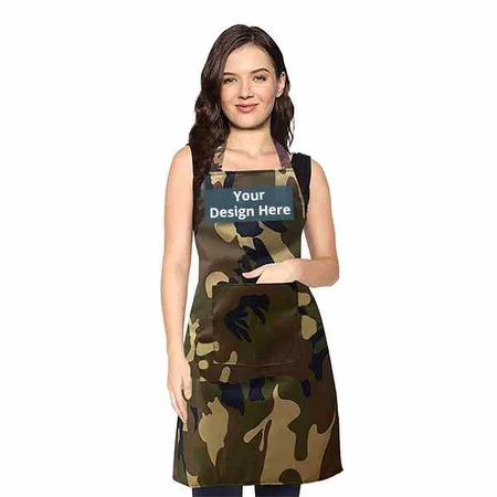 Green Army Print Customized Waterproof Apron Large Size with Pocket