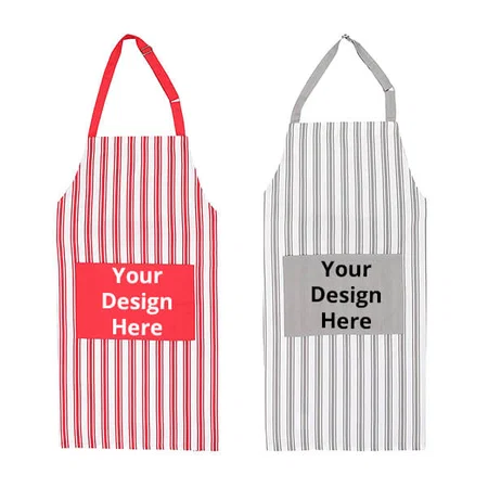 Red &amp; Grey Customized Yarn-Dyed Designer Weaved Apron