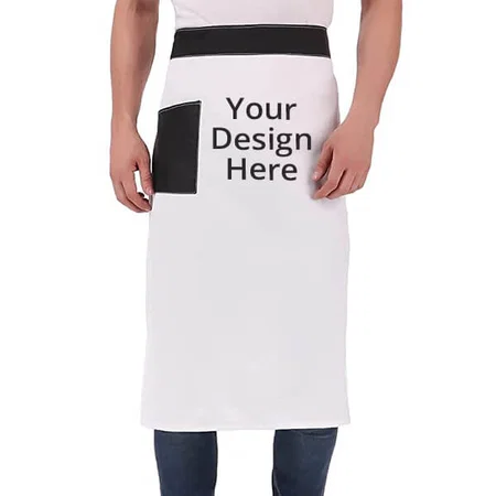 Black-White Customized Unisex Waist Chef Apron with Pocket