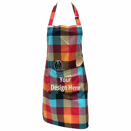 Multi-Color Customized Cotton Kitchen Apron with Centre Pocket, Strong and Durable Cotton