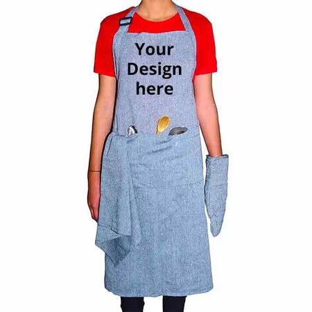 Grey Customized Apron with Front Center Pocket