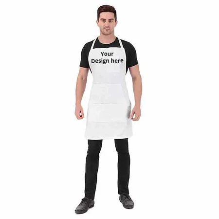 White Customized Apron (Adjustable/Two Towel Loop/Five Tool Pockets)