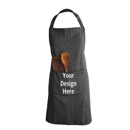 Grey Customized Cotton Cooking Kitchen Apron Free Size