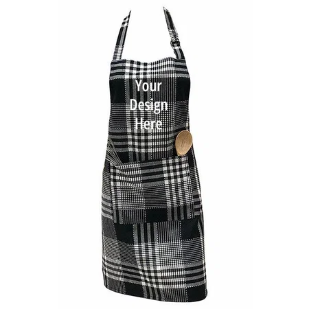 Black White Customized Kitchen Apron With Centre Pocket with Strong and Durable Cotton