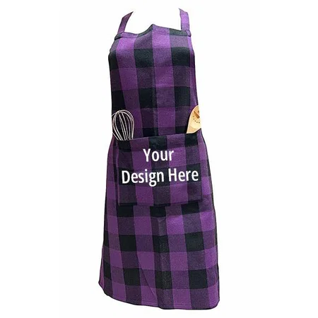 Purple Customized New Cotton Kitchen Apron  With Centre Pocket with Strong and Durable Cotton