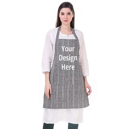 Black Customized Apron with Center Pocket and Adjustable Neck Metal