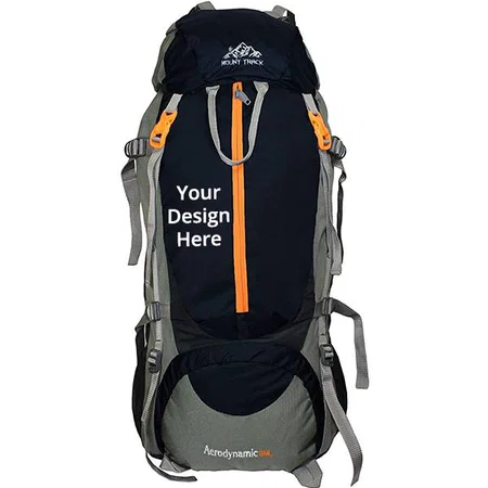 Black Customized Rucksack, Hiking & Trekking Backpack 80 Litres with Rain Cover