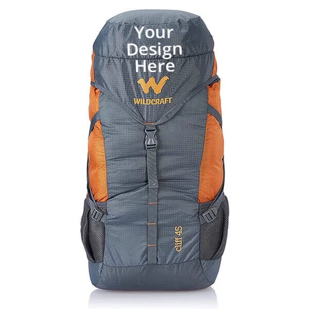 Grey and Orange Customized Wildcraft 45 Ltrs  Rucksack Bag