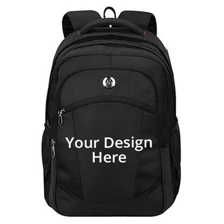 Black Customized Multipurpose Backpack With Laptop Compartment
