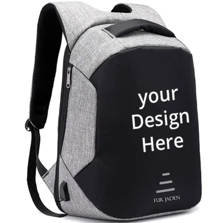 Black Grey Customized 20L Anti Theft Bag, 15.6 Inch Laptop with USB Charging Port