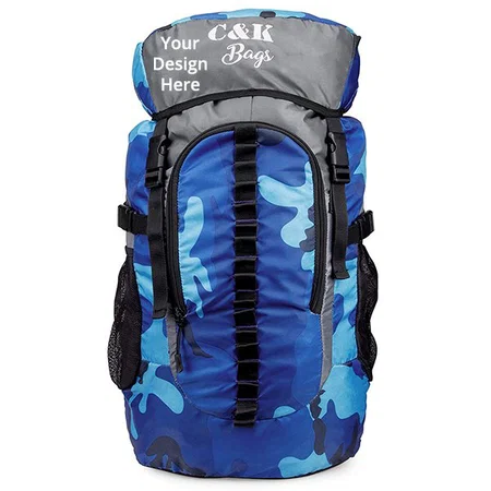Camo Blue Customized Rucksack, 45 Litres, 28 cms