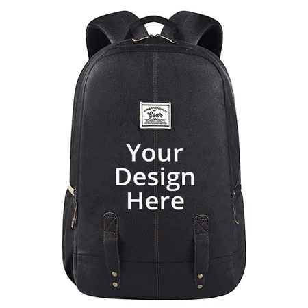 Black Customized Gear Classic Anti Theft Faux Leather Laptop Backpack