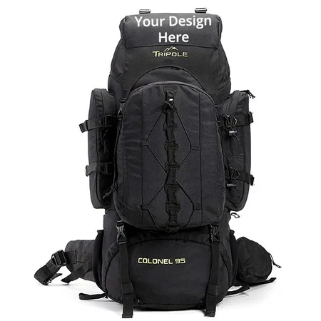Black Customized 80 Litres Rucksack + Detachable Day Pack