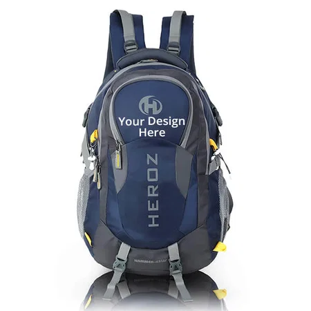 Grey &amp; Navy Blue Customized Nylon 45 L Travel Laptop Backpack Fits Up to 17.3 Inch Laptop Notebook