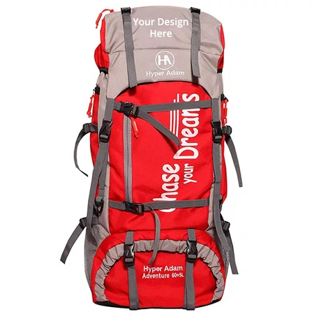 Red Customized 65 Litre Rucksack Hiking Trekking Bag Travel Backpack For Outdoor Sport Camping Rucksack