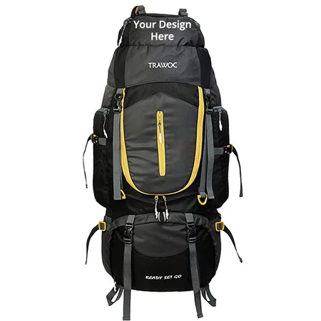 Grey Customized 75 Liter Travel Backpack For Hiking Trekking Bag Camping Rucksack With Water Proof Rain Cover / Shoe Compartment