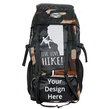 Military Orange Customized 55 Litres Hiking/ Trekking/ Camping/ Travelling Rucksack Backpack With Rain Cover, Shoe Compartment, Water Resistant
