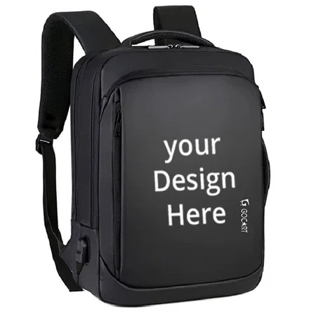 Black Customized Laptop Backpack Casual Daypacks Briefcase Convertible Business Travel Rucksack with USB Charging Port Large College Laptop Bag