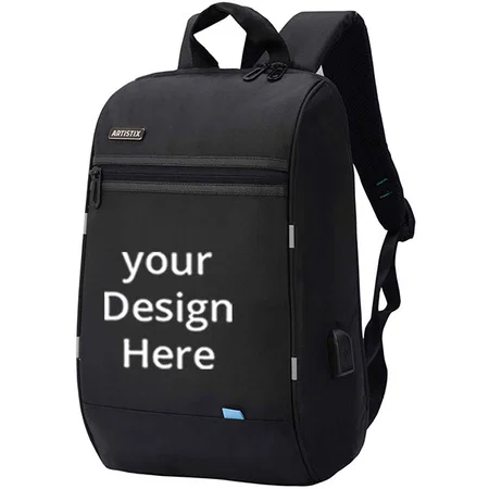 Black Customized Anti-Theft Design Laptop Backpack, Water Resistant With USB Charging Port (46 Cm)