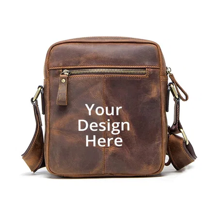 Brown Customized Genuine Leather Crossbody Bag
