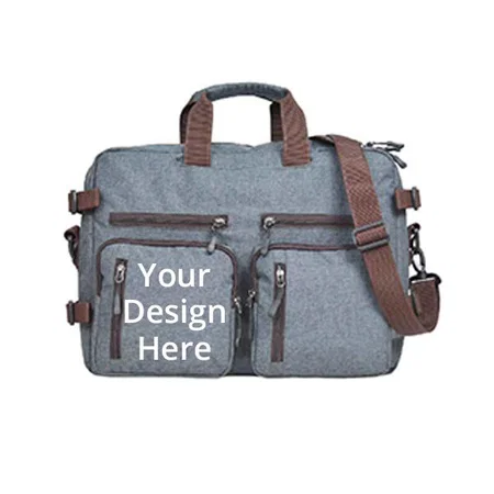 Grey Customized Laptop Bag For Men, Convertible Backpack For Office And Travel (20 Litres)