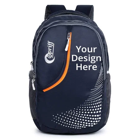 Navy Blue Customized Capriff 32 L Waterproof Laptop Backpack with Rain Cover, Adjustable Strap and with 2 Compartments