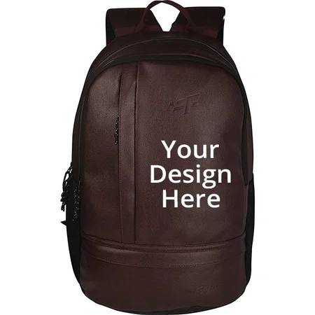 Brown Customized F Gear 22 Litres Leather Laptop Backpack