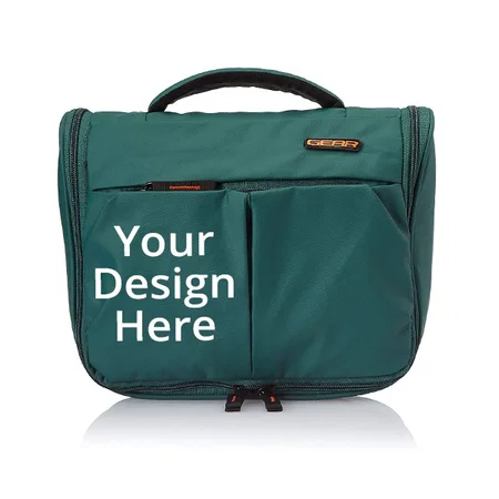 Green Customized Gear Toiletry Bag with Wall Hanger Loop